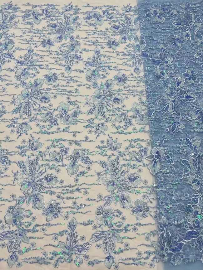 5 Yards Colored Sequins Beaded Embroidered Lace Fabric JX080