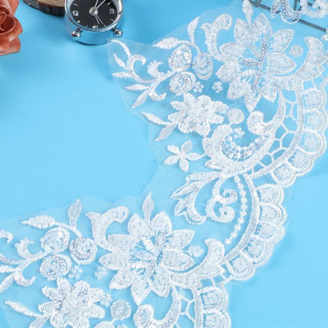 10 Yards Beaded Embroidered Trim Lace XC111