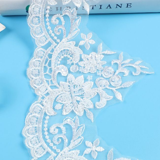 10 Yards Beaded Embroidered Trim Lace XC111