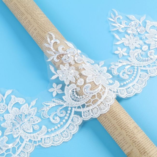 10 Yards Beaded Embroidered Trim Lace XC111