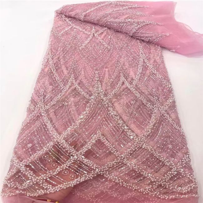 15 Yards Heavily Beaded Sequined Embroidered Off White Wedding Bridal Lace Fabric TDD317
