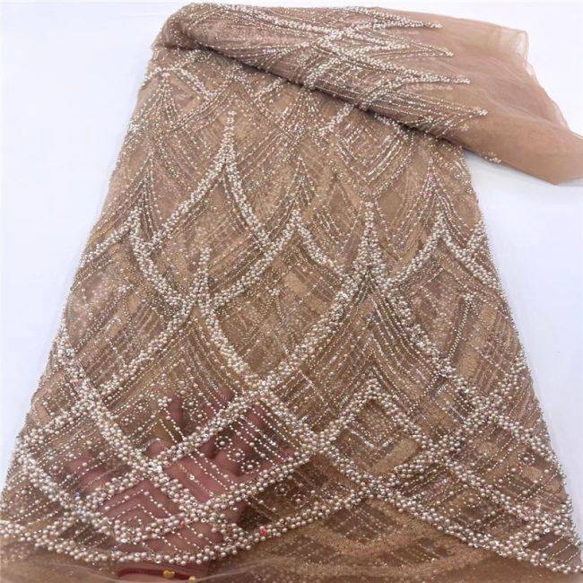 15 Yards Heavily Beaded Sequined Embroidered Off White Wedding Bridal Lace Fabric TDD317