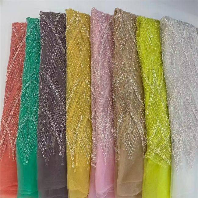 15 Yards Heavily Beaded Sequined Embroidered Off White Wedding Bridal Lace Fabric TDD317