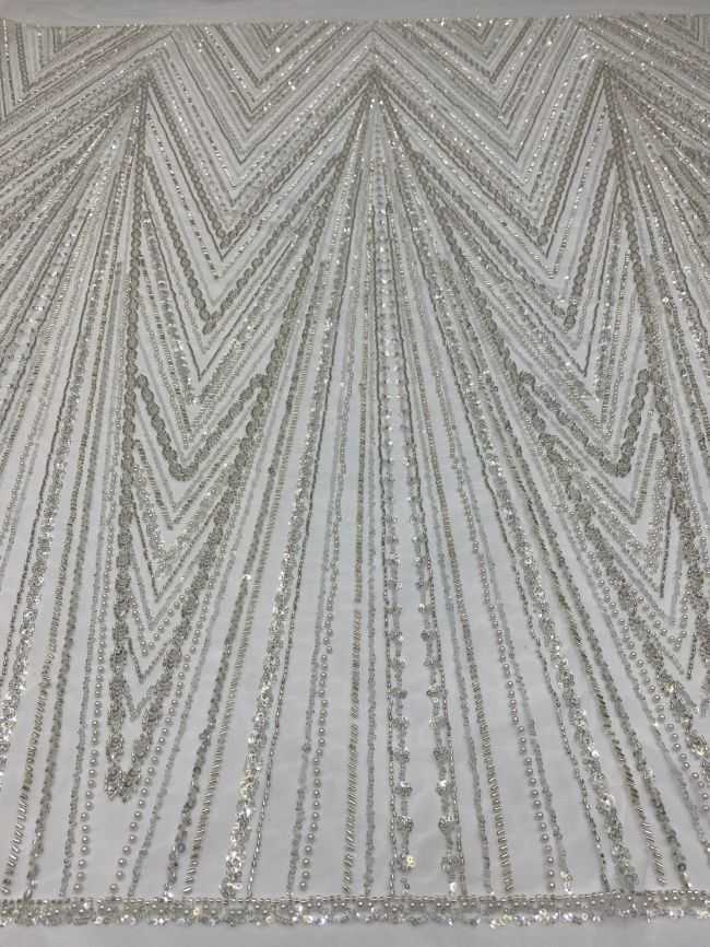 15 Yards Heavily Beaded Sequined Embroidered Off White Wedding Bridal Lace Fabric TDD303