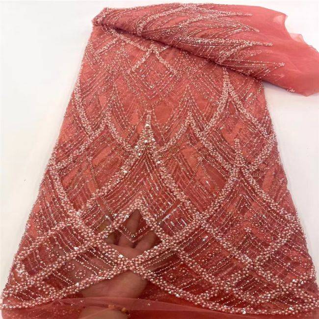 15 Yards Heavily Beaded Sequined Embroidered Off White Wedding Bridal Lace Fabric TDD317