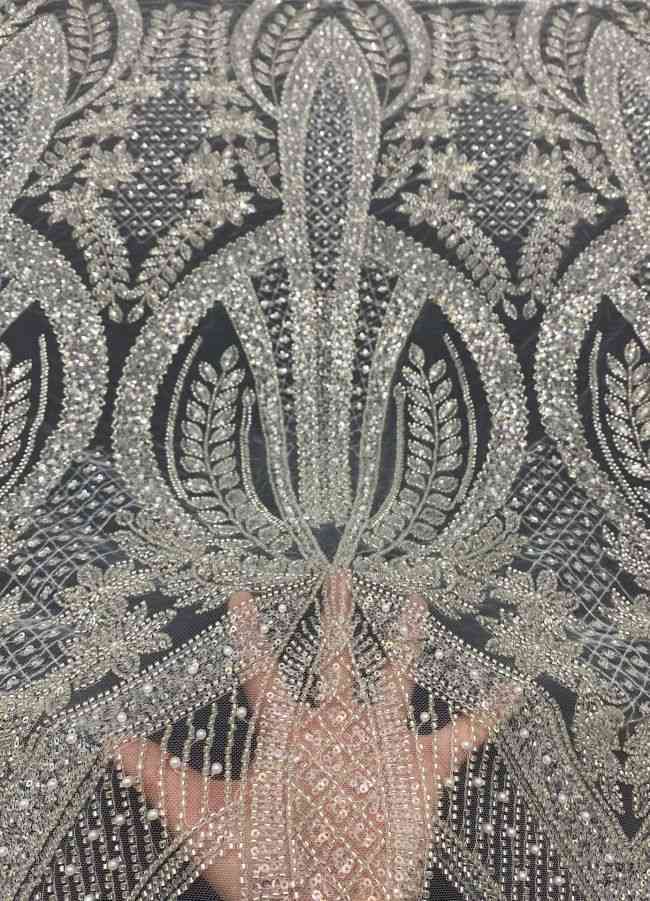 15 Yards Heavily Beaded Sequined Embroidered Off White Wedding Bridal Lace Fabric TDD321