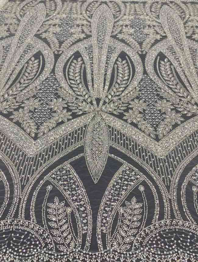 15 Yards Heavily Beaded Sequined Embroidered Off White Wedding Bridal Lace Fabric TDD321