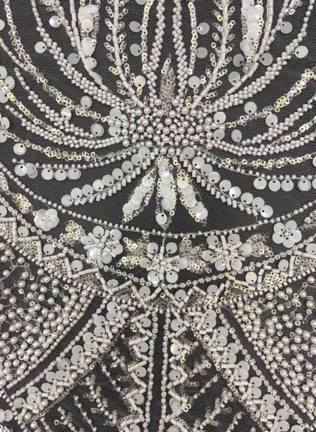 15 Yards Heavily Beaded Sequined Embroidered Off White Wedding Bridal Lace Fabric TDD313