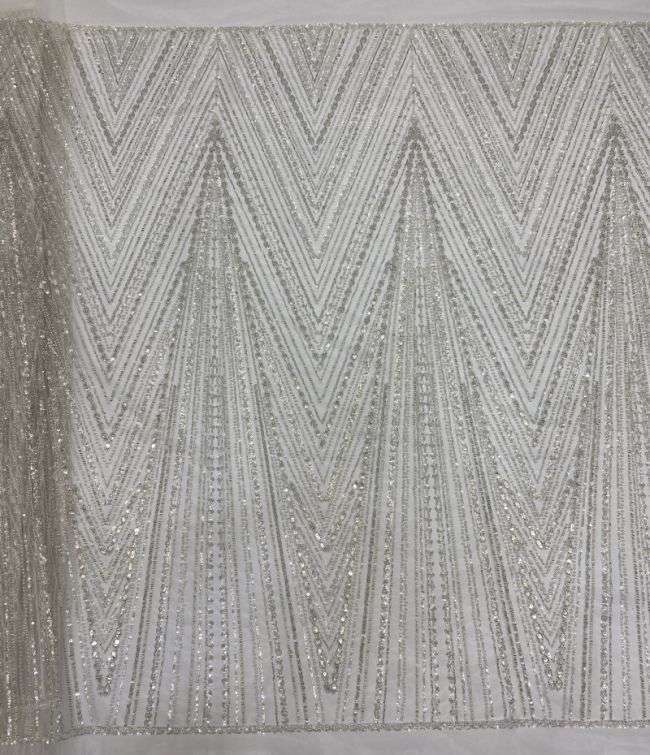 15 Yards Heavily Beaded Sequined Embroidered Off White Wedding Bridal Lace Fabric TDD303