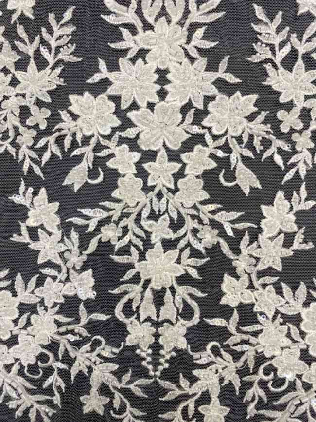 15 Yards Heavily Beaded Sequined Embroidered Off White Wedding Bridal Lace Fabric TDD326