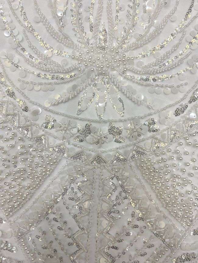 15 Yards Heavily Beaded Sequined Embroidered Off White Wedding Bridal Lace Fabric TDD313