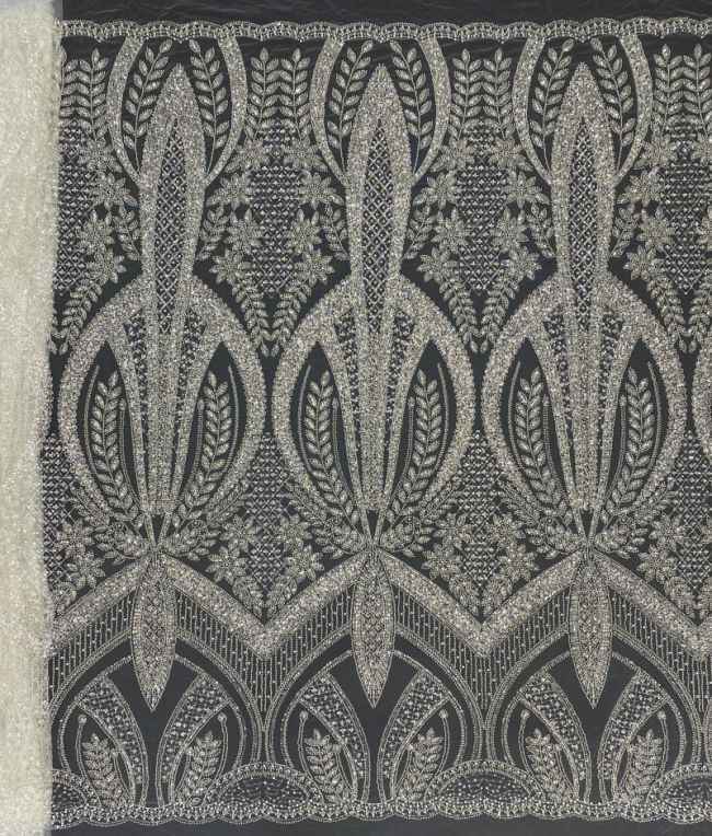 15 Yards Heavily Beaded Sequined Embroidered Off White Wedding Bridal Lace Fabric TDD321