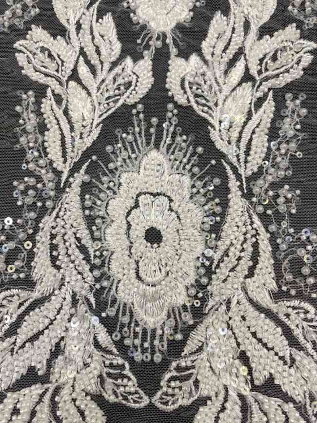 156 Yards Heavily Beaded Sequined Embroidered Off White Wedding Bridal Lace Fabric TDD351