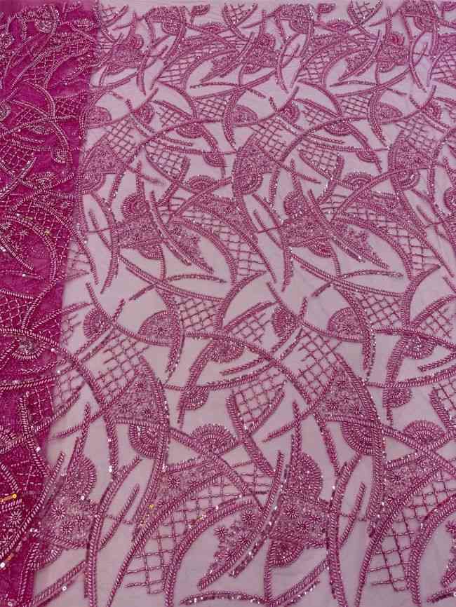 5 Yards Colored Tulle Sequined Faux Pearls Beaded Embroidered Lace Fabric JJ025