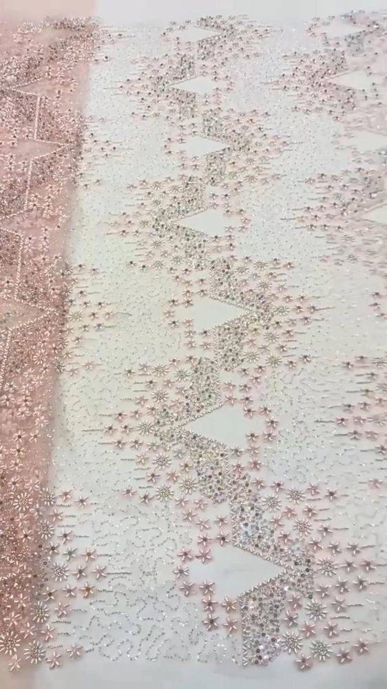5 Yards Colored Tulle Sequined Beaded Embroidered Lace Fabric JJ010