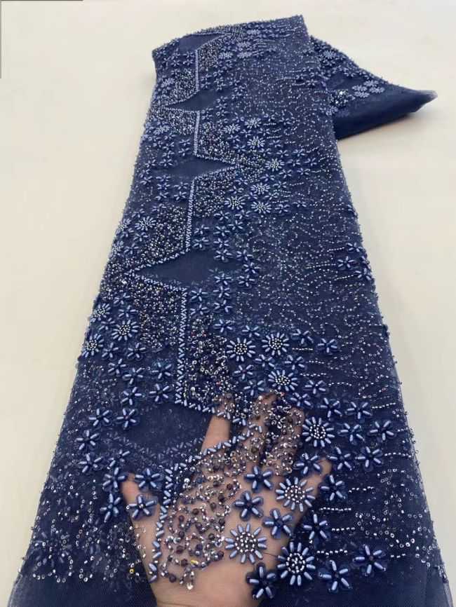 5 Yards Colored Tulle Sequined Beaded Embroidered Lace Fabric JJ010