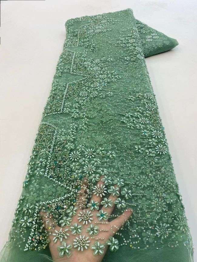 5 Yards Colored Tulle Sequined Beaded Embroidered Lace Fabric JJ010