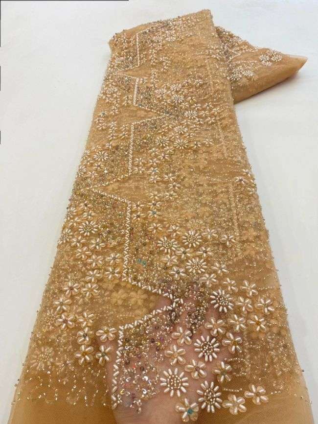 5 Yards Colored Tulle Sequined Beaded Embroidered Lace Fabric JJ010