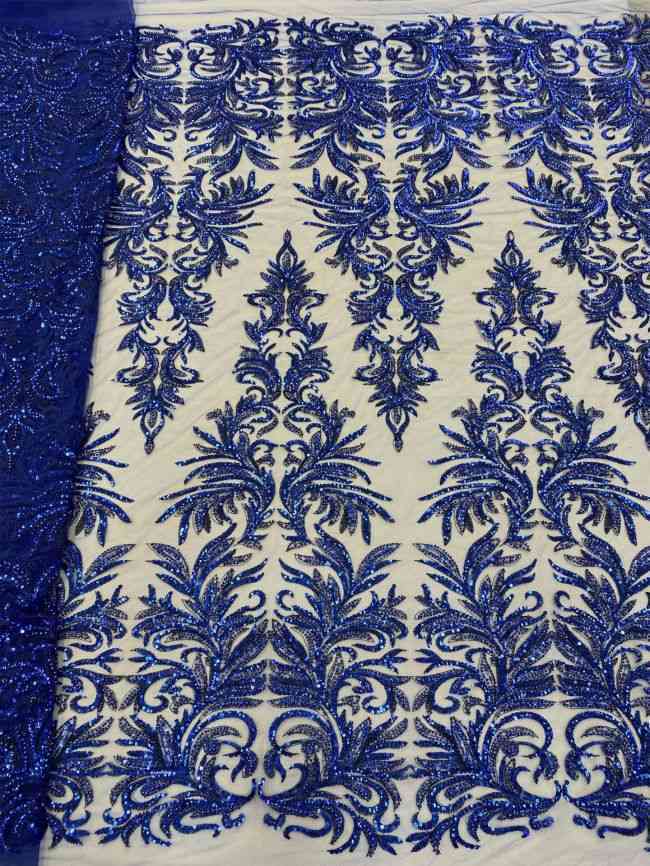 5 Yards Colored Tulle Sequined Faux Pearls Beaded Embroidered Lace Fabric JJ027