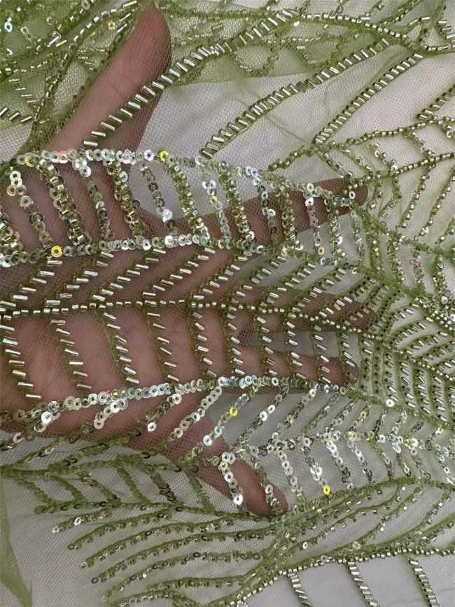 5 Yards Colored Tulle Sequined Faux Pearls Beaded Embroidered Lace Fabric JJ026