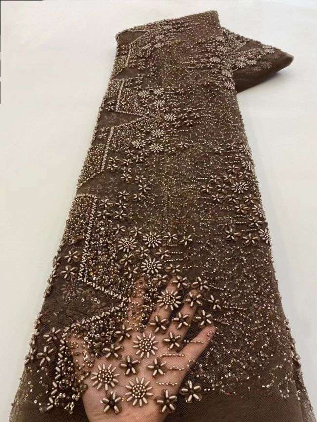 5 Yards Colored Tulle Sequined Beaded Embroidered Lace Fabric JJ010