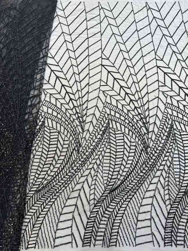 5 Yards Colored Tulle Sequined Faux Pearls Beaded Embroidered Lace Fabric JJ026