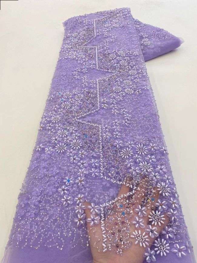 5 Yards Colored Tulle Sequined Beaded Embroidered Lace Fabric JJ010
