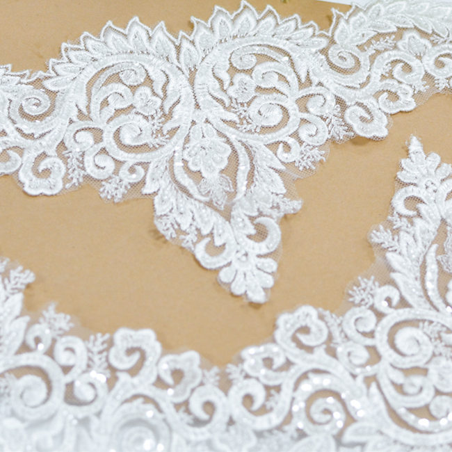 10 Yards Beaded Embroidered Off White/Light Ivory Wedding Bridal Trim Lace 3S010