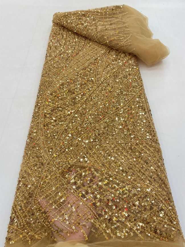 5 Yards Colored Tulle 3D Floral Flowers Leaves Sequined Faux Pearls Beaded Embroidered Lace Fabric JJ047