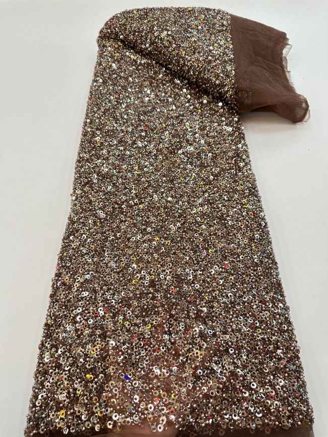 5 Yards Colored Tulle 3D Floral Flowers Leaves Sequined Faux Pearls Beaded Embroidered Lace Fabric JJ043