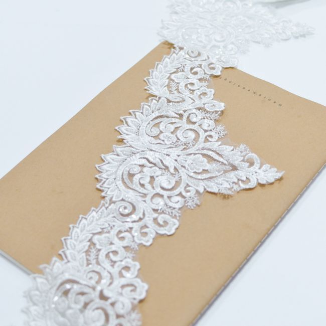 10 Yards Beaded Embroidered Off White/Light Ivory Wedding Bridal Trim Lace 3S010