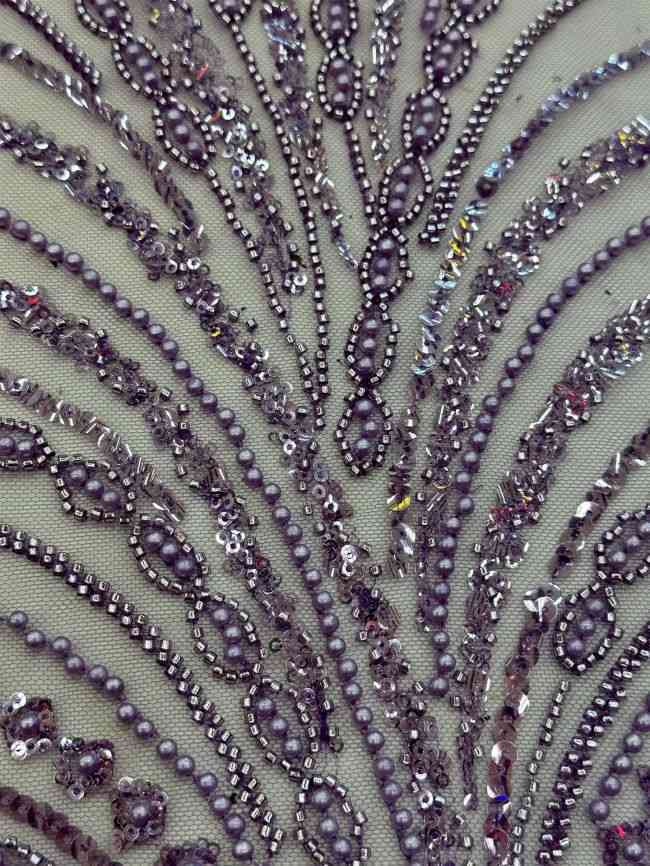 5 Yards Colored Tulle 3D Floral Flowers Leaves Sequined Faux Pearls Beaded Embroidered Lace Fabric JJ045