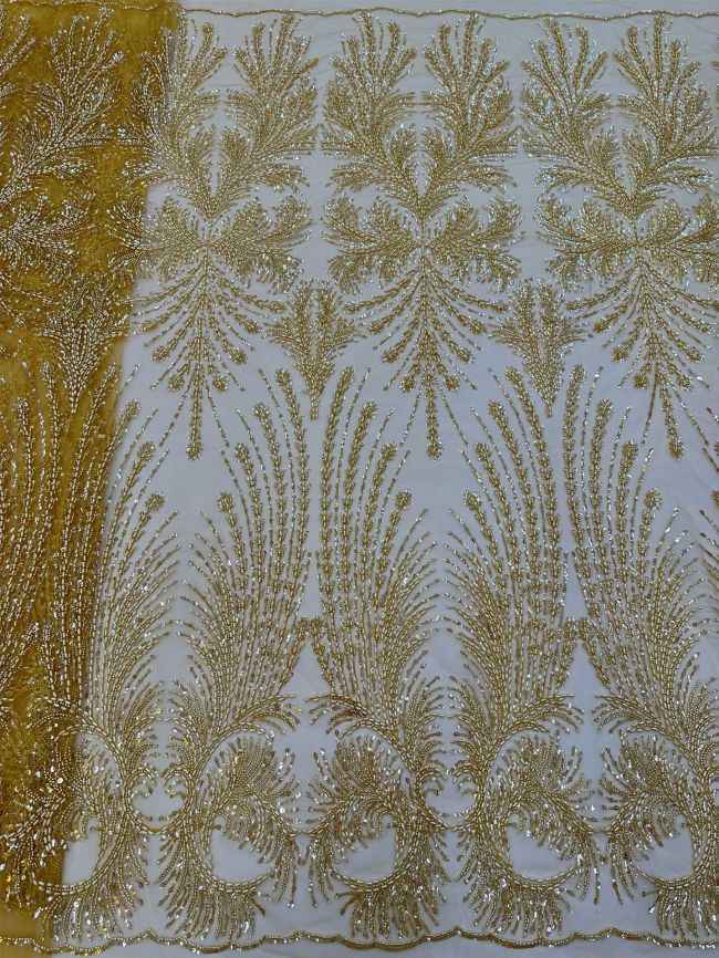 5 Yards Colored Tulle 3D Floral Flowers Leaves Sequined Faux Pearls Beaded Embroidered Lace Fabric JJ034