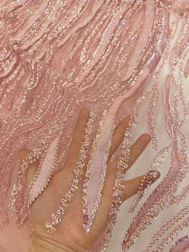 5 Yards Colored Tulle 3D Floral Flowers Leaves Sequined Faux Pearls Beaded Embroidered Lace Fabric JJ049