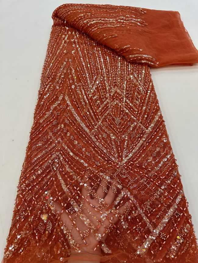 5 Yards Colored Tulle 3D Floral Flowers Leaves Sequined Faux Pearls Beaded Embroidered Lace Fabric JJ044