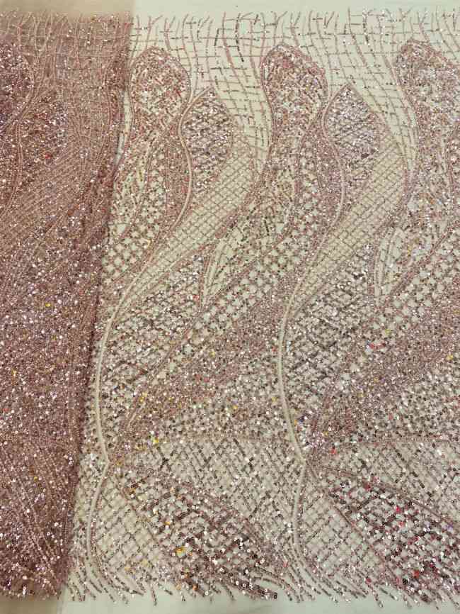 5 Yards Beaded Lace Fabric