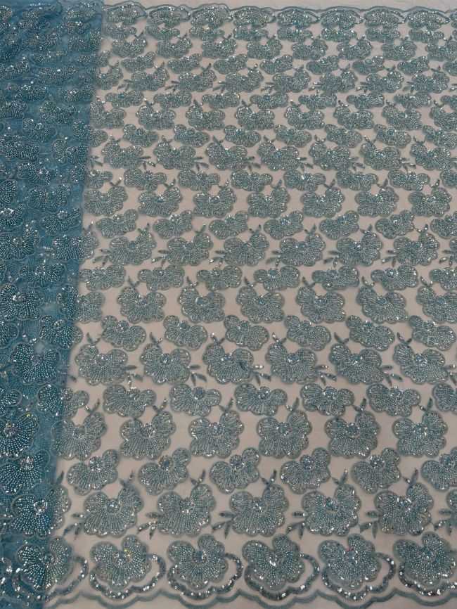 5 Yards Colored Tulle Sequined Beaded Embroidered Lace Fabric JJ035