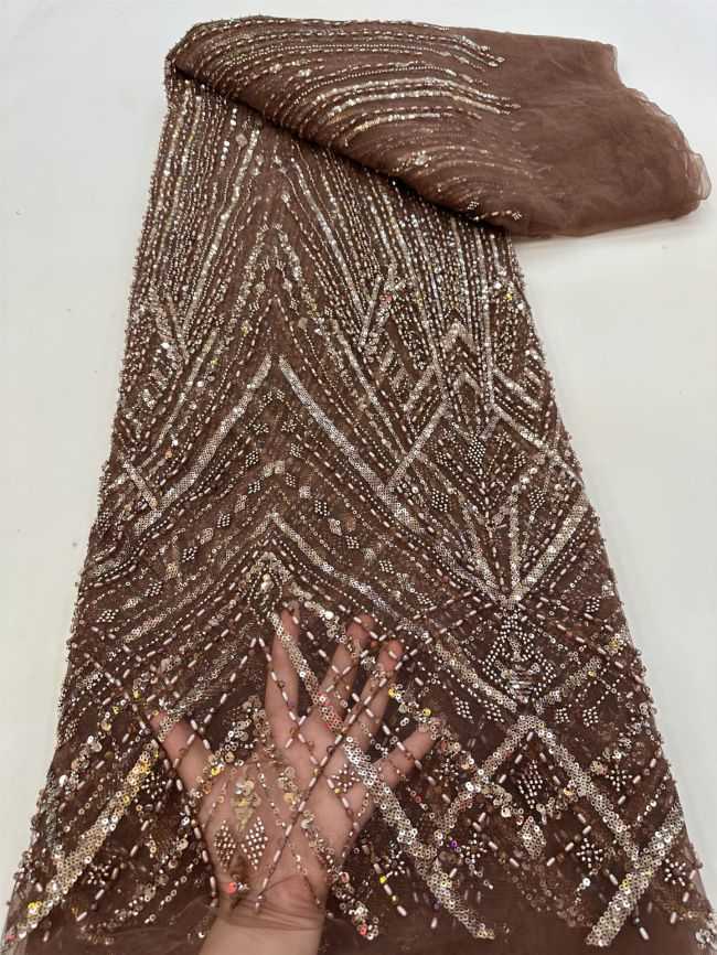 5 Yards Colored Tulle 3D Floral Flowers Leaves Sequined Faux Pearls Beaded Embroidered Lace Fabric JJ044