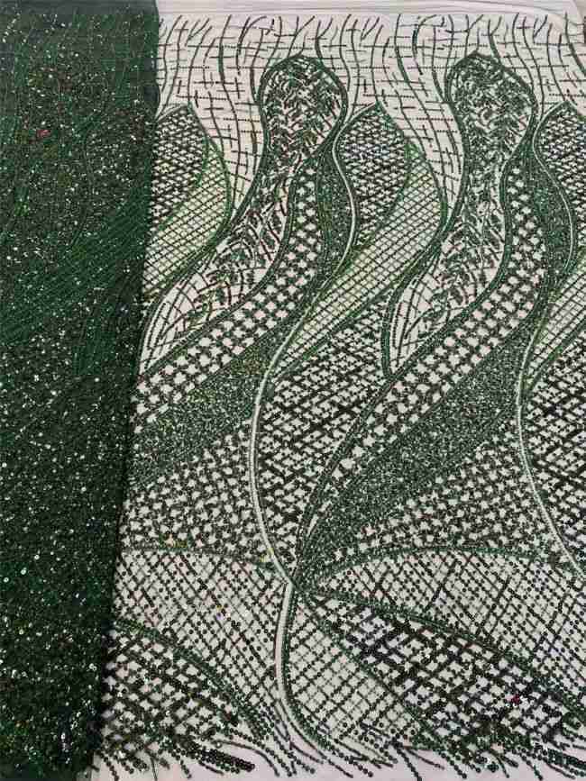 5 Yards Colored Tulle 3D Floral Flowers Leaves Sequined Faux Pearls Beaded Embroidered Lace Fabric JJ047