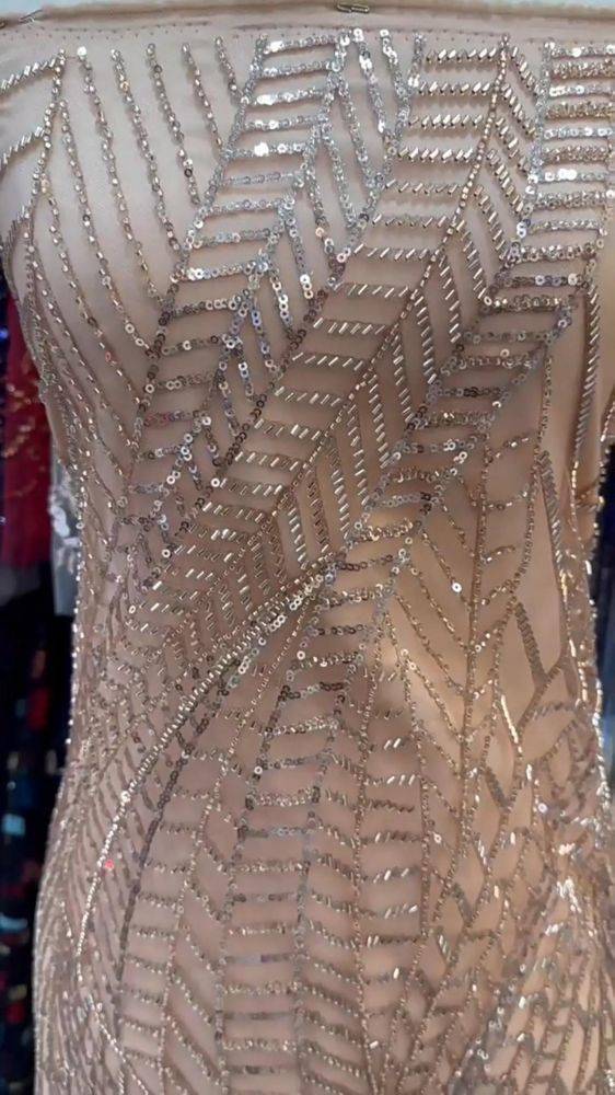 5 Yards Colored Tulle Sequined Beaded Embroidered Lace Fabric JJ026