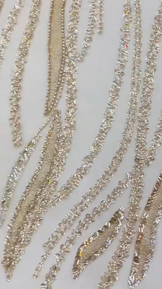 5 Yards Colored Tulle Sequined Beaded Embroidered Lace Fabric JJ049