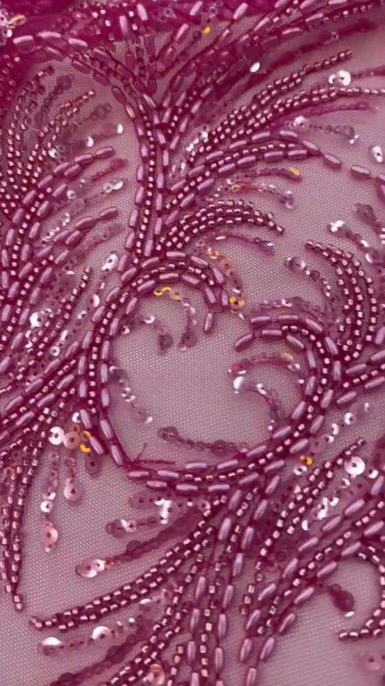 5 Yards Colored Tulle Sequined Faux Pearls Beaded Embroidered Lace Fabric JJ034