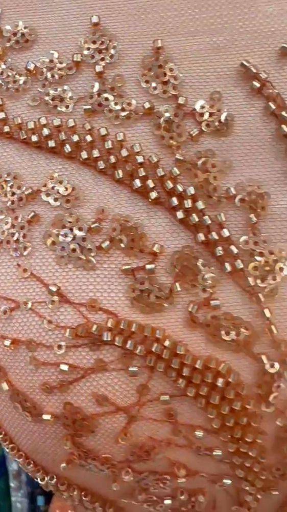 5 Yards Colored Tulle 3D Floral Flowers Leaves Sequined Faux Pearls Beaded Embroidered Lace Fabric JJ042
