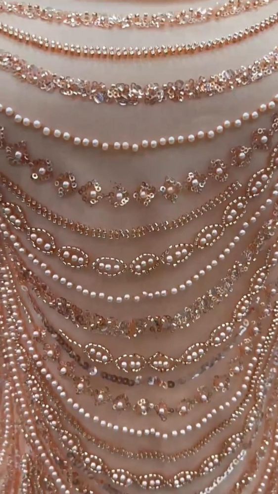5 Yards Colored Tulle Sequined Faux Pearls Beaded Embroidered Lace Fabric JJ045
