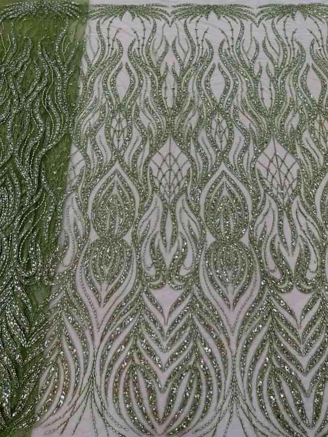 5 Yards Colored Tulle Sequined Beaded Embroidered Lace Fabric JJ058