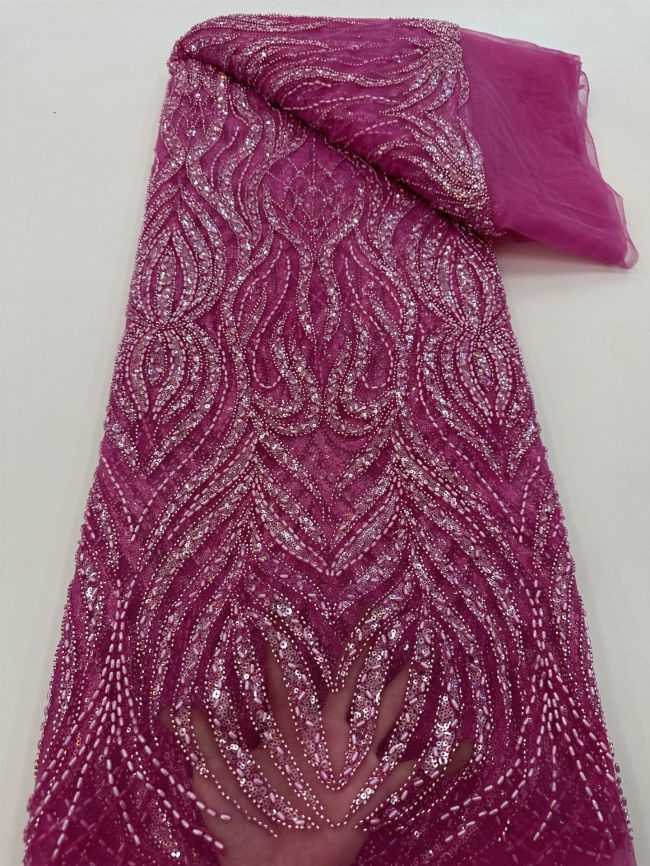5 Yards Colored Tulle Sequined Beaded Embroidered Lace Fabric JJ058