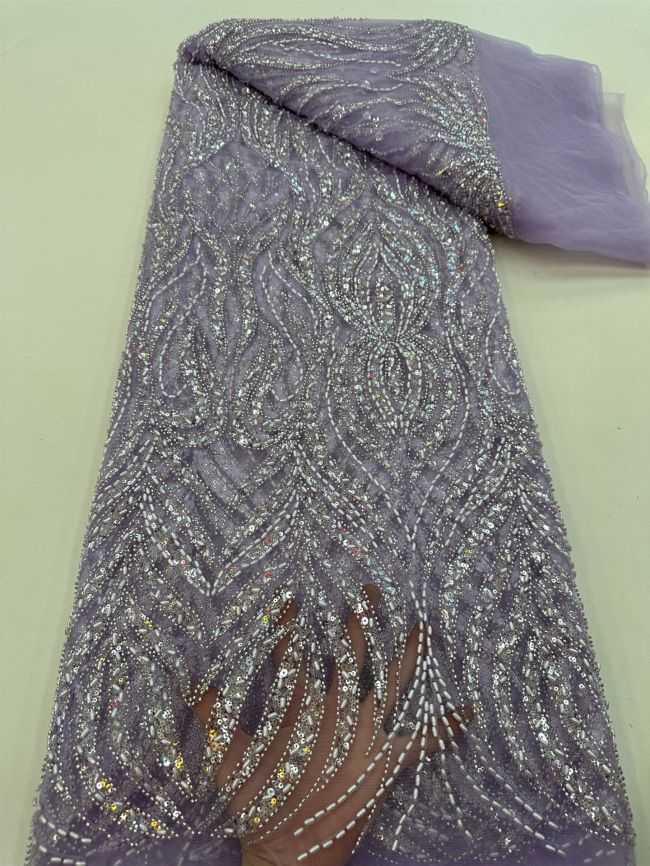 5 Yards Beaded Lace Fabric