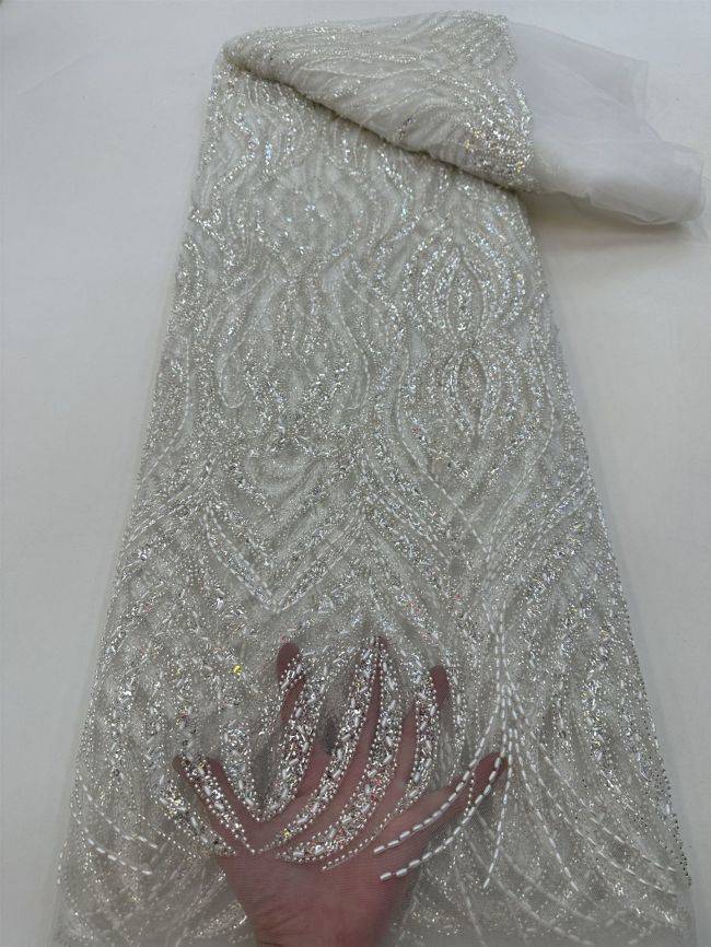 5 Yards Colored Tulle Sequined Beaded Embroidered Lace Fabric JJ058