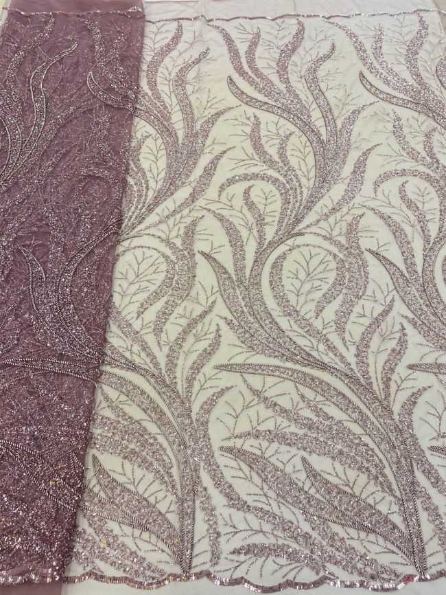 5 Yards Colored Tulle Sequins Pearls Beaded Embroidered Lace Fabric JJ075