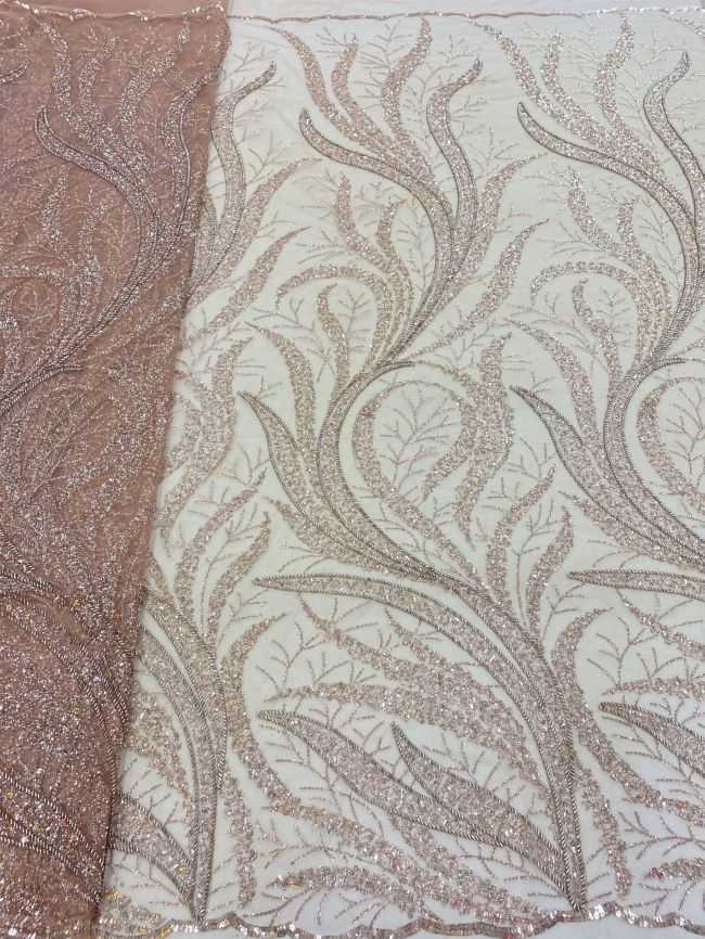 5 Yards Colored Tulle Sequins Pearls Beaded Embroidered Lace Fabric JJ075
